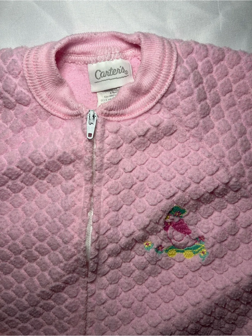 Vintage Y2K Carter’s Pink Goose Fleece Footed Sleeper 2T Full Zip Paper Tag